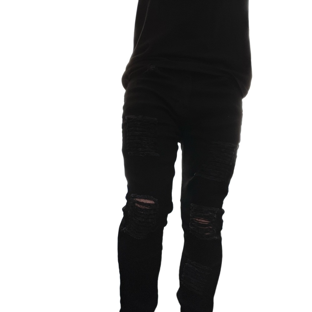 Mens Black Distressed Skinny Jeans Size 30